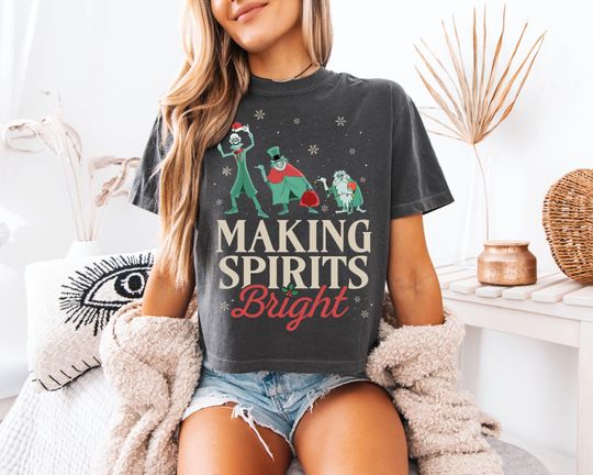 Comfort Colors Haunted Mansion Christmas T-Shirt with Ghost Holiday Design