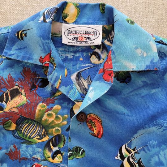 Boy's Hawaiian Shirt PACIFIC LEGEND Child's Hawaiian Shirt Made In Hawaii Kids Aloha Shirt Coral Reef Fish 100% Cotton Child Size 2T