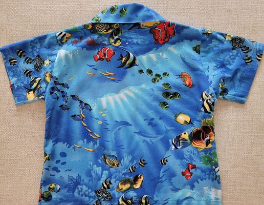 Boy's Hawaiian Shirt PACIFIC LEGEND Child's Hawaiian Shirt Made In Hawaii Kids Aloha Shirt Coral Reef Fish 100% Cotton Child Size 2T