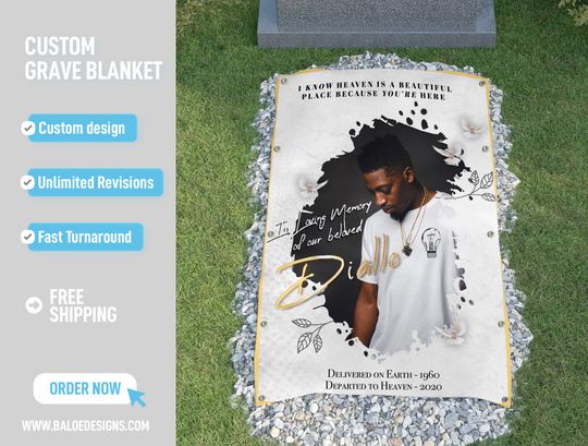Custom Grave Blanket, Custom Memorial Grave Blanket