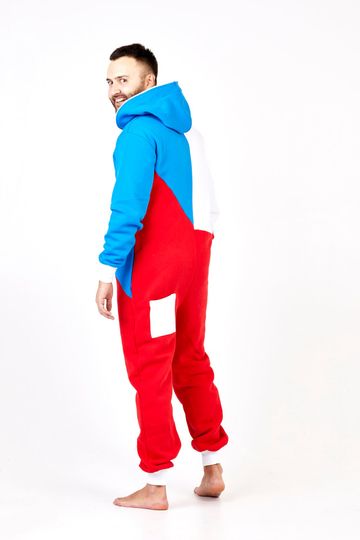 Tricolor Hooded Men's Jumpsuit