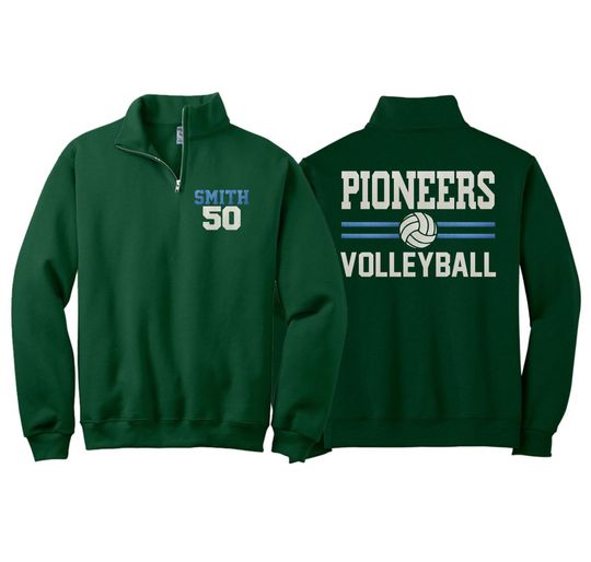 Personalized Glitter Volleyball Quarter-Zip | Volleyball Pullover | Customize Colors Quarter-Zip