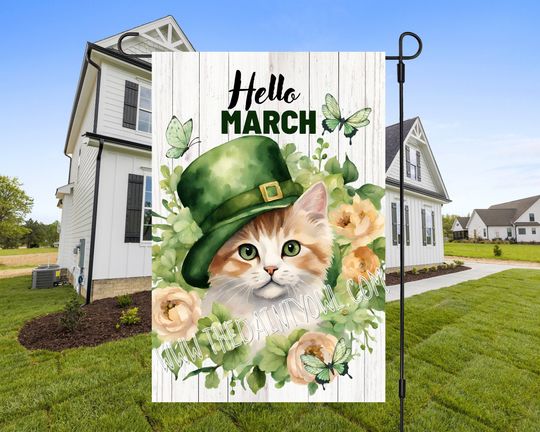 Irish Cat Garden Flag: St. Patrick's Day Wreath