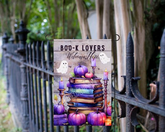 Garden Flag Sublimation Design PNG Book Lovers Welcome Book Stack Digital