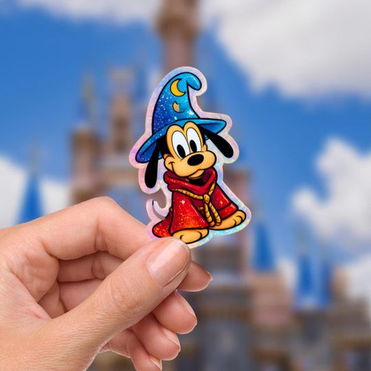 Sorcerer Pluto Sticker Waterproof Disney Laptop, Pixie Dust Disney Mickey Mouse Disneying Theme Park Vacation, Castle Park Mouse
