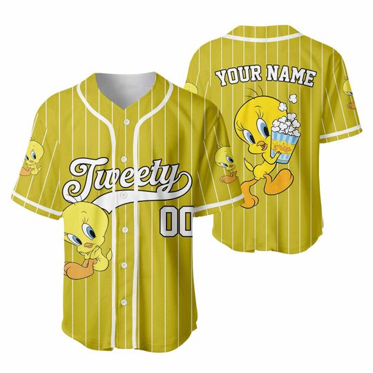 Personalized Tweety Bird Baseball Jersey - Looney Tunes Team Outfit