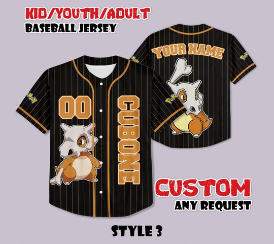 Custom Cubone Baseball Jersey, Anime Fan Gift