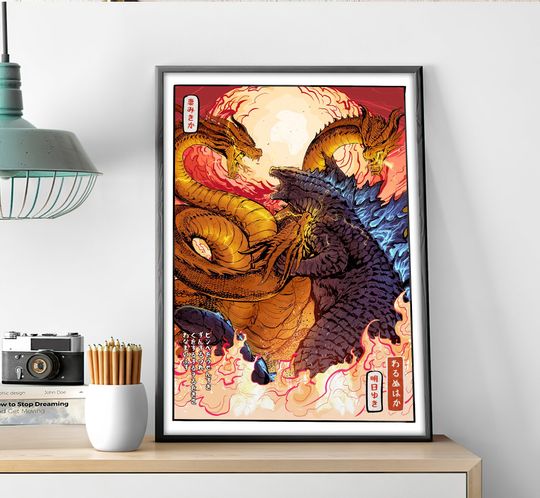 god zilla vs King Ghidorah Epic Battle Poster