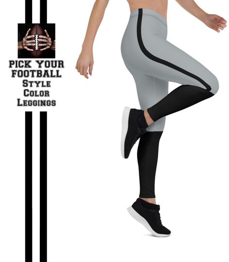 Las Vegas Pride Leggings | Team Colors Silver With Black Stripe | Las Vegas Football-Style Women's Sports Leggings