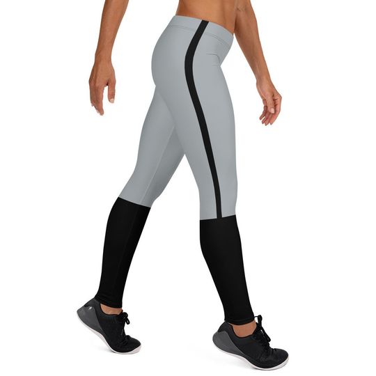 Las Vegas Pride Leggings | Team Colors Silver With Black Stripe | Las Vegas Football-Style Women's Sports Leggings