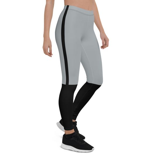 Las Vegas Pride Leggings | Team Colors Silver With Black Stripe | Las Vegas Football-Style Women's Sports Leggings