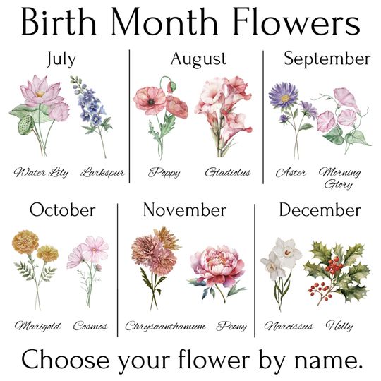 Personalized Birth Month Flower Bouquet Pillow - Custom Linen Gift
