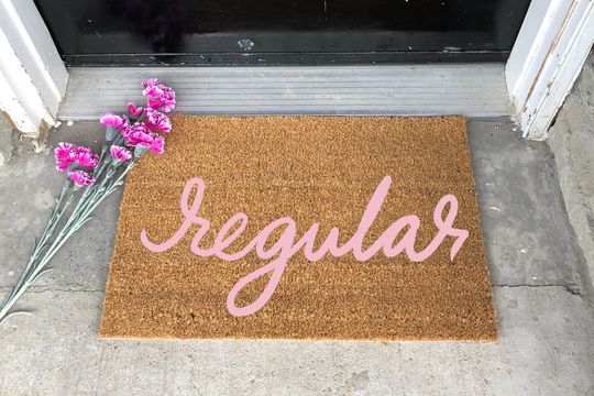 Flying Bats Halloween Door Mat: Hand-Painted Coir Entry Mat