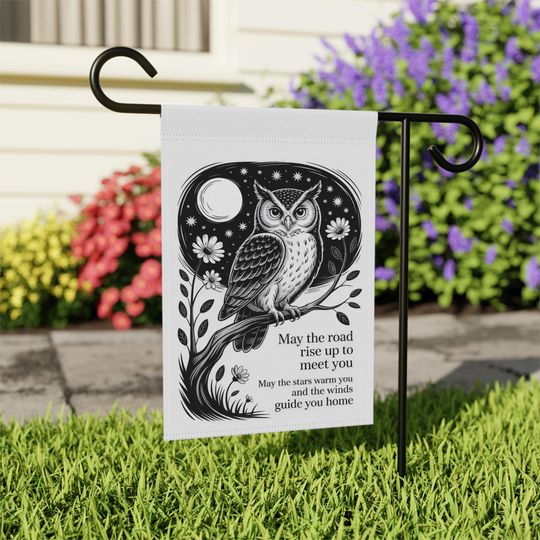 Blessed Samhain Owl Garden Flag - Halloween & Fall Outdoor Decor
