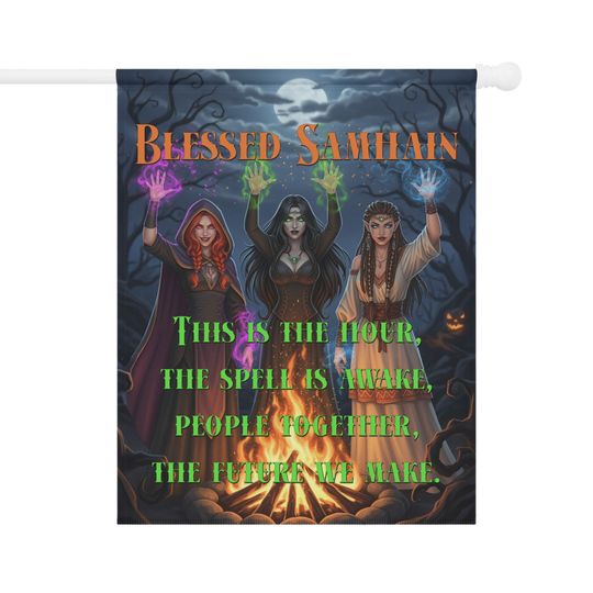 Blessed Samhain Anti-Trump Garden Flag - Witchy & Magic Decor