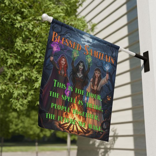 Blessed Samhain Anti-Trump Garden Flag - Witchy & Magic Decor