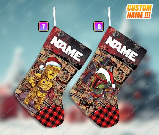 Personalized Star Wars Disney Christmas Stocking, Family Christmas Stocking