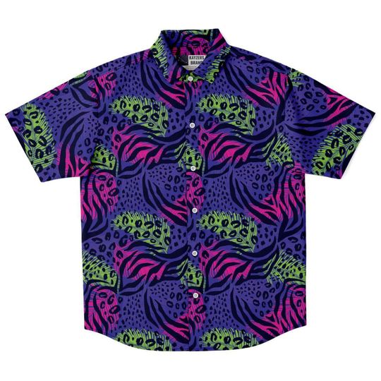 Purple Colorful Animal Print Leopard Hawaiian Shirt