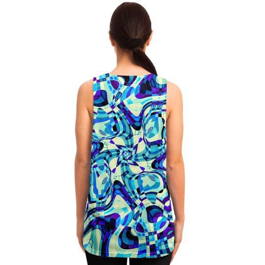 Aqua Blue Psychedelic Liquid Waves 3D Tank Top