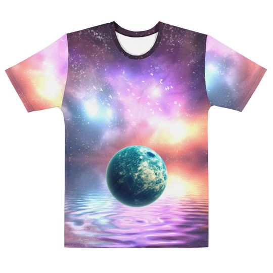 Aurora Sky Floating Earth On Lake Print 3D T Shirt