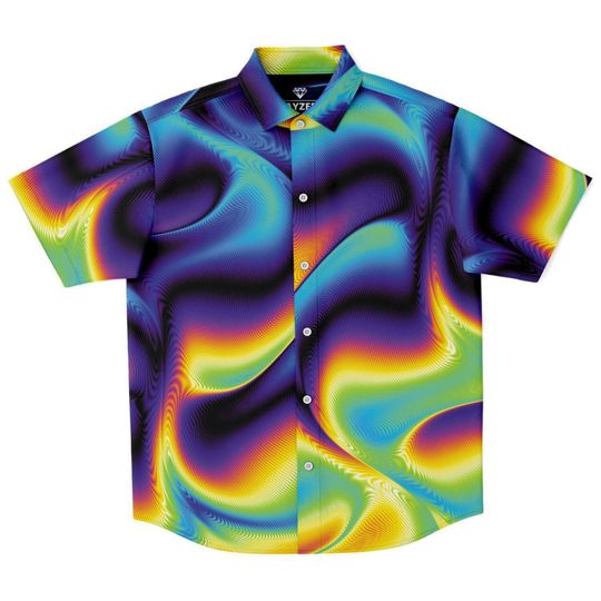 Holographic Iridescence Colorful Psychedelic Men's Shirt