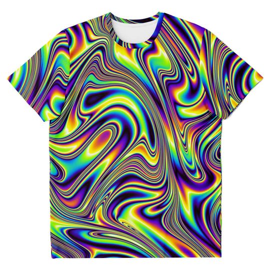 Liquid Paint Swirls Waves Psychedelic Festival Edm  3D T-shirt