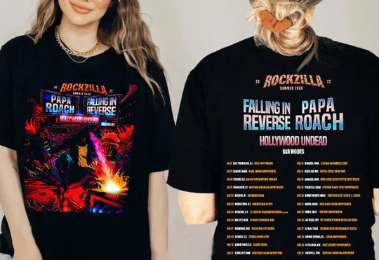 Rockzilla The Second Leg Tour 2023 Tee, Rockzilla 2023 Tour Shirt, Papa Roach Falling In Reverse shirt