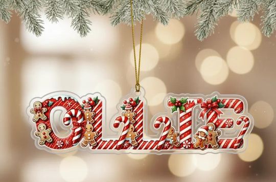 Personalised Gingerbread Letter Ornaments, Custom Alphabet Christmas Decorations, Name Tags for Kids