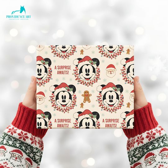 Mickey Mouse Christmas Wrapping Paper: Holiday Gift Wrap Sheet