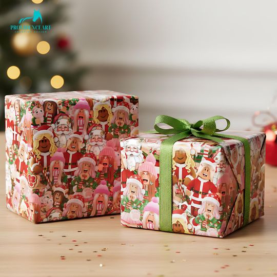 Roblox Christmas Wrapping Paper: Santa, Gingerbread Characters