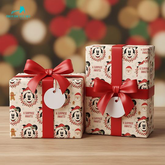 Mickey Mouse Christmas Wrapping Paper: Holiday Gift Wrap Sheet