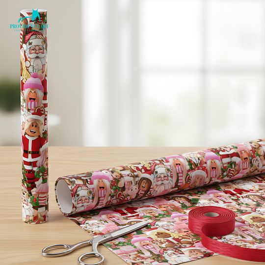 Roblox Christmas Wrapping Paper: Santa, Gingerbread Characters
