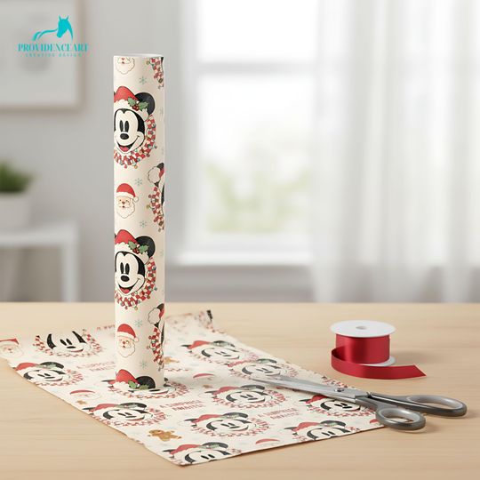 Mickey Mouse Christmas Wrapping Paper: Holiday Gift Wrap Sheet
