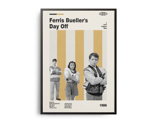 Ferris Bueller's Day off Vintage Inspired Poster Retro Modern Classical Movie