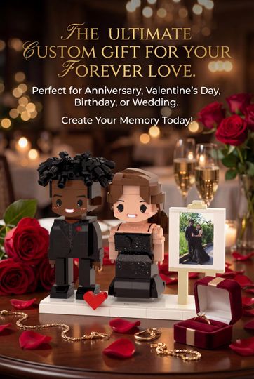 Custom Couple Brick Figures: Best Gifts For Her & Family, Custom Action Figure, Mini Brick Figures, Block Style Toy,Unique Collector Toy
