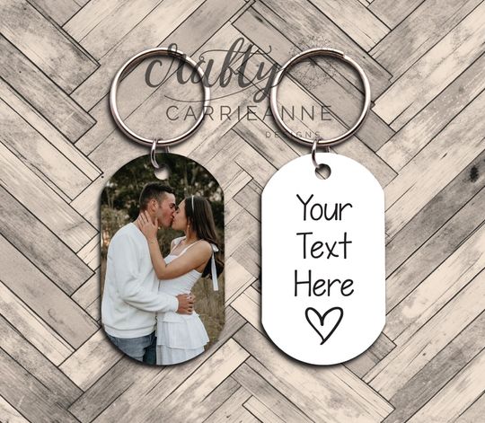 Personalized Text Keychain, Doubled Sided Picture Keychain, 1st Anniversary Boyfriend Gift, Girlfriend Gift Idea