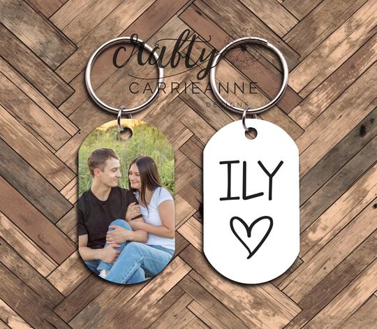 Personalized Text Keychain, Doubled Sided Picture Keychain, 1st Anniversary Boyfriend Gift, Girlfriend Gift Idea