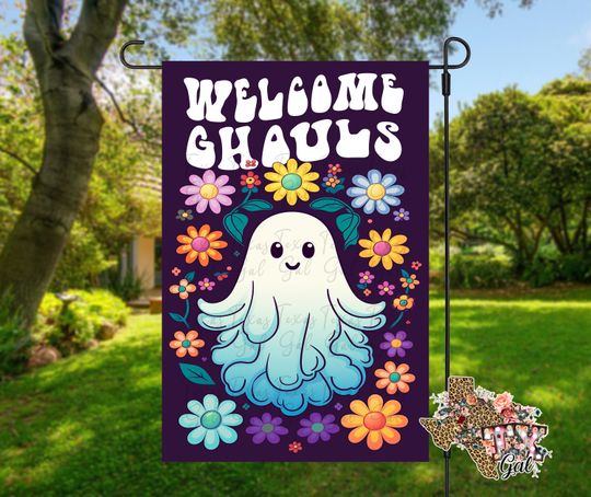 Ghost Garden Flag, Sublimation  , Welcome Garden Flag
