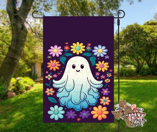 Ghost Garden Flag, Sublimation  , Welcome Garden Flag