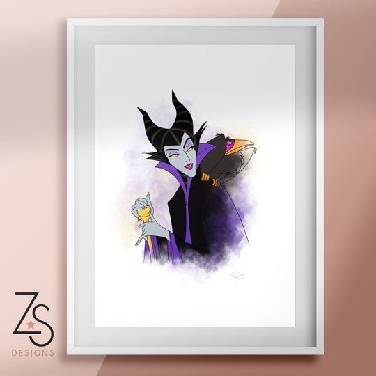 Disney Inspired Villains Maleficent Illustration Poster
