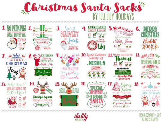 Personalized Santa Sack  Dancing Reindeer Christmas Gift Bag