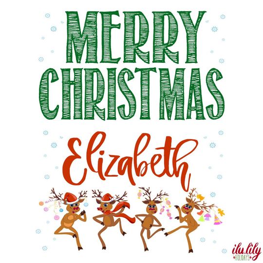 Personalized Santa Sack  Dancing Reindeer Christmas Gift Bag