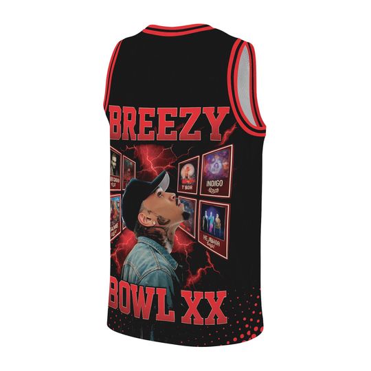 Chris Brown Breezy Bowl Tour Baseketball Jersey