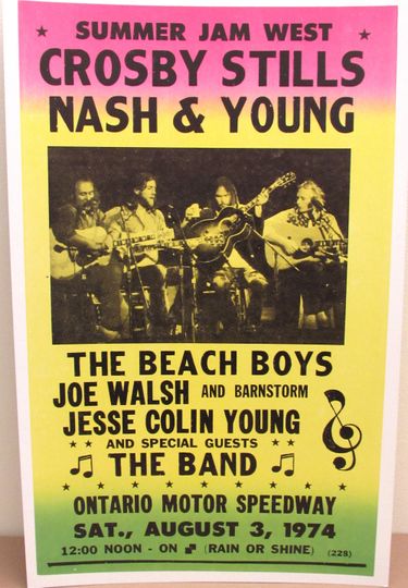 CSNY Concert Poster 1974, Neil Young, Ontario Summer Jam West Premium Matte Vertical Posters
