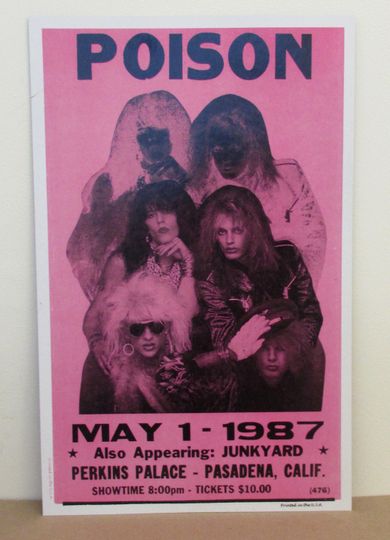 Vintage Poison Band Concert Poster 1987 Pasadena, CA Premium Matte Vertical Posters
