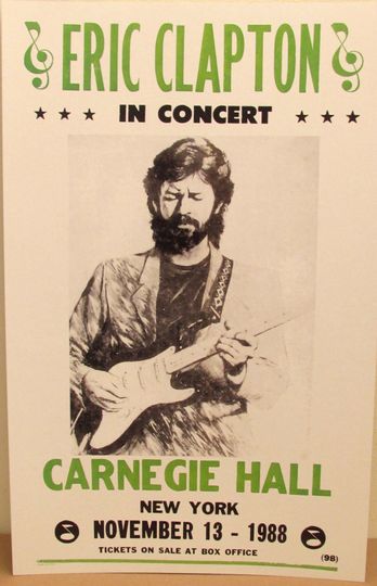 Vintage Eric Clapton Concert Poster 1988, Carnegie Hall NYC Premium Matte Vertical Posters