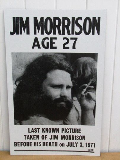 Doors Jim Morrison Last Known Photo Poster Age 27 Premium Matte Vertical Posters