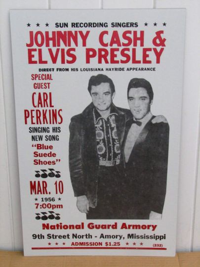 Vintage Elvis Concert Poster, Johnny Cash 1956, Mississippi Premium Matte Vertical Posters