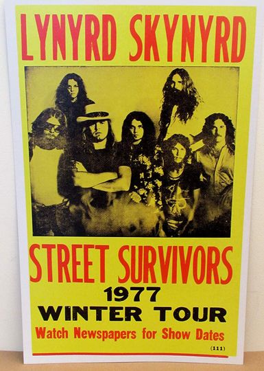 Vintage Lynyrd Skynyrd Concert Poster 1977 Tour Street Survivors Tour Premium Matte Vertical Posters