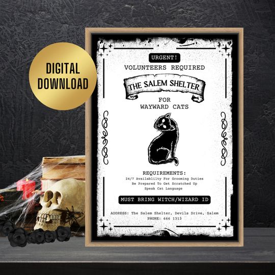 WAYWARD CATS Print | DIY Halloween Party Decorations | Cat Halloween Poster